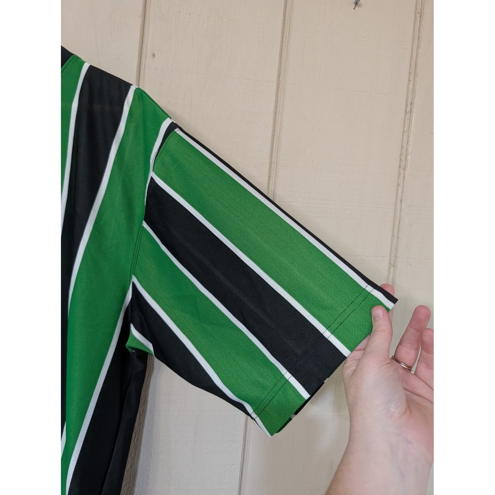 Vintage 90s Nike Team Jersey Mens Green Black Vertical Stripe V-Neck Soccer L - Picture 7 of 14
